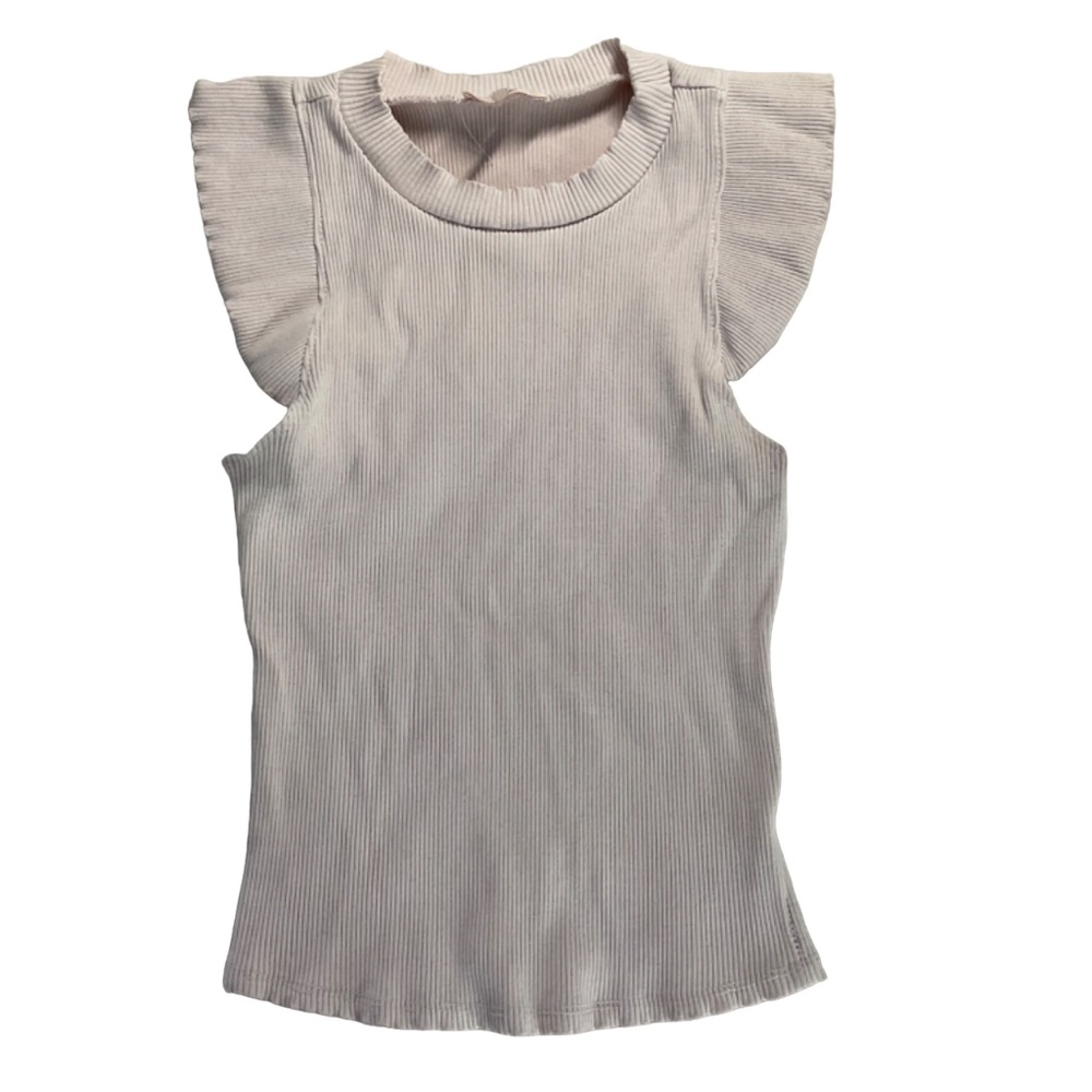 Mi Ami Women's White blouse with Ruffle on shoulders